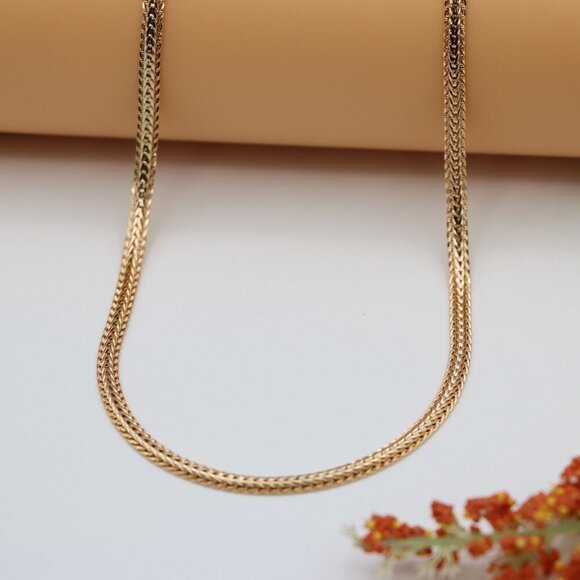 "Flat Woven Rose Gold Chain Necklace  Elegant Finish, XPNL0121 - Picture 2 of 12